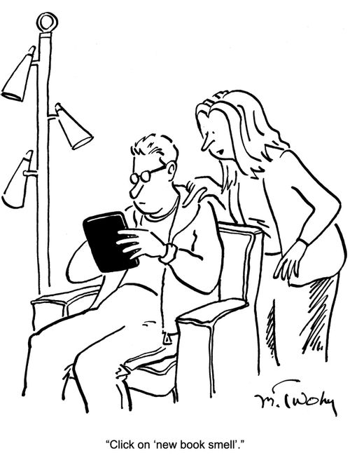 "Click on 'new book smell'."