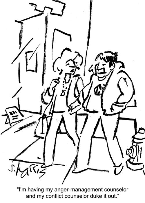 "I'm having my anger-management counselor and my conflict counselor duke it out."