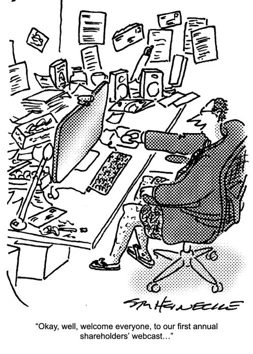 "Okay, well, welcome everyone, to our first annual shareholders' webcast." 
