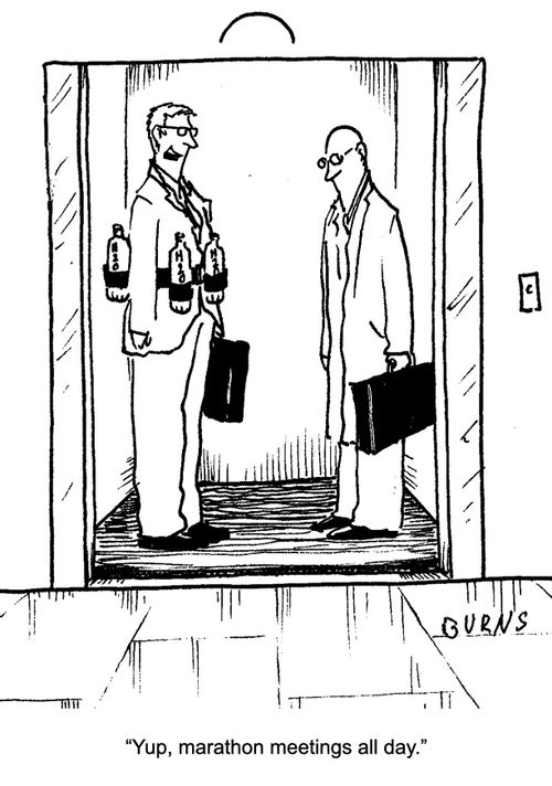 "Yup, marathon meetings all day."