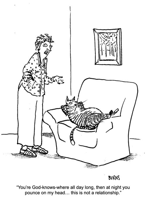 "You're God-knows-where all day long, then at night you pounce on my head... this is not a relationship."
