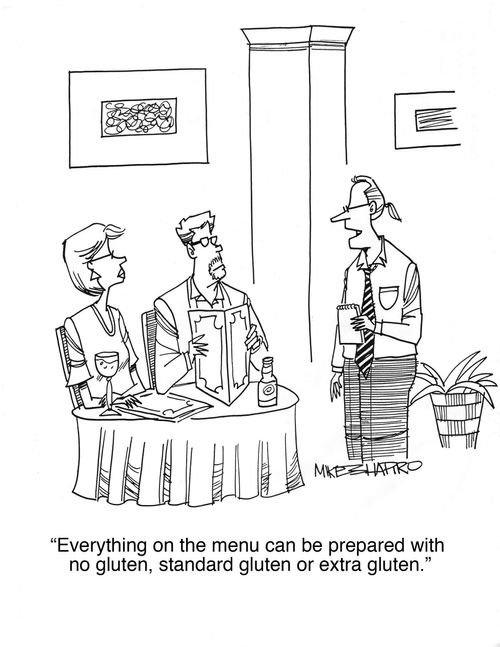 "Everything on the menu can be prepared with no gluten, standard gluten or extra gluten."