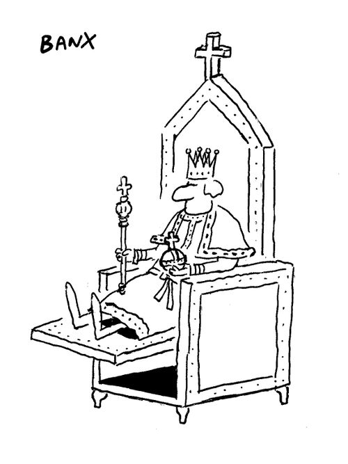 A king in a reclinable throne