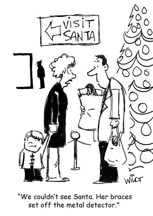 "We couldn't see Santa. Her braces set off the metal detector."