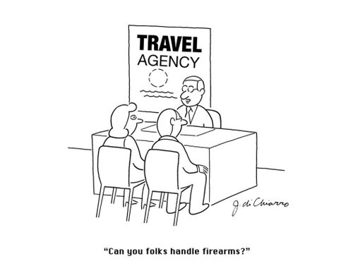 "Can you folks handle firearms?"