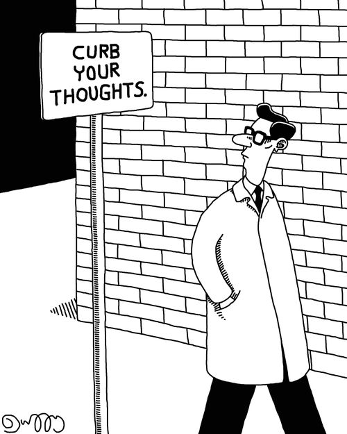 'Curb your thoughts' sign.