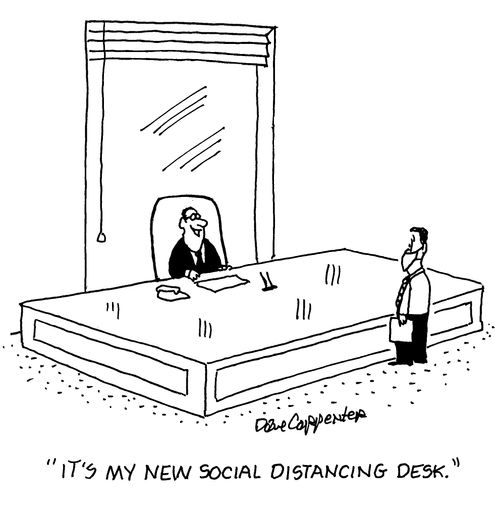 "It's my new social distancing desk."