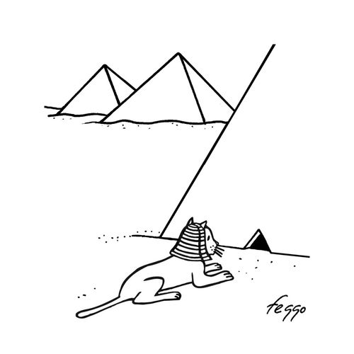A sphynx cat waits at a triangular mouse hole.