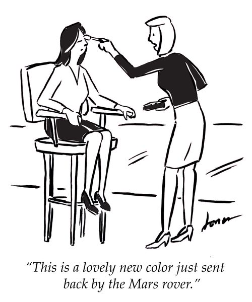 "This is a lovely new color just sent back by the Mars rover."
