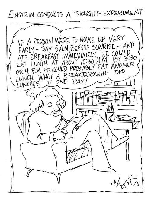 Einstein conducts a thought-experiement
