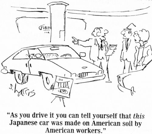 "As you drive it you can tell yourself that this Japanese car was made on American soil by American workers."