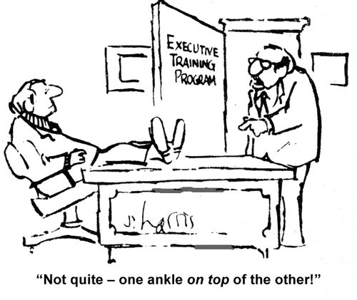 "Not quite – one ankle on top of the other!"