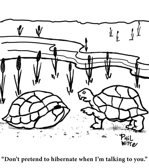 "Don't preted to hibernate when I'm talking to you."
