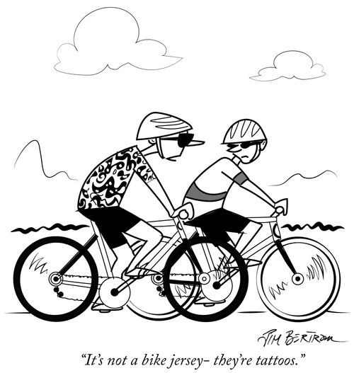 "It's not a bike jersey  - they're tattoos."